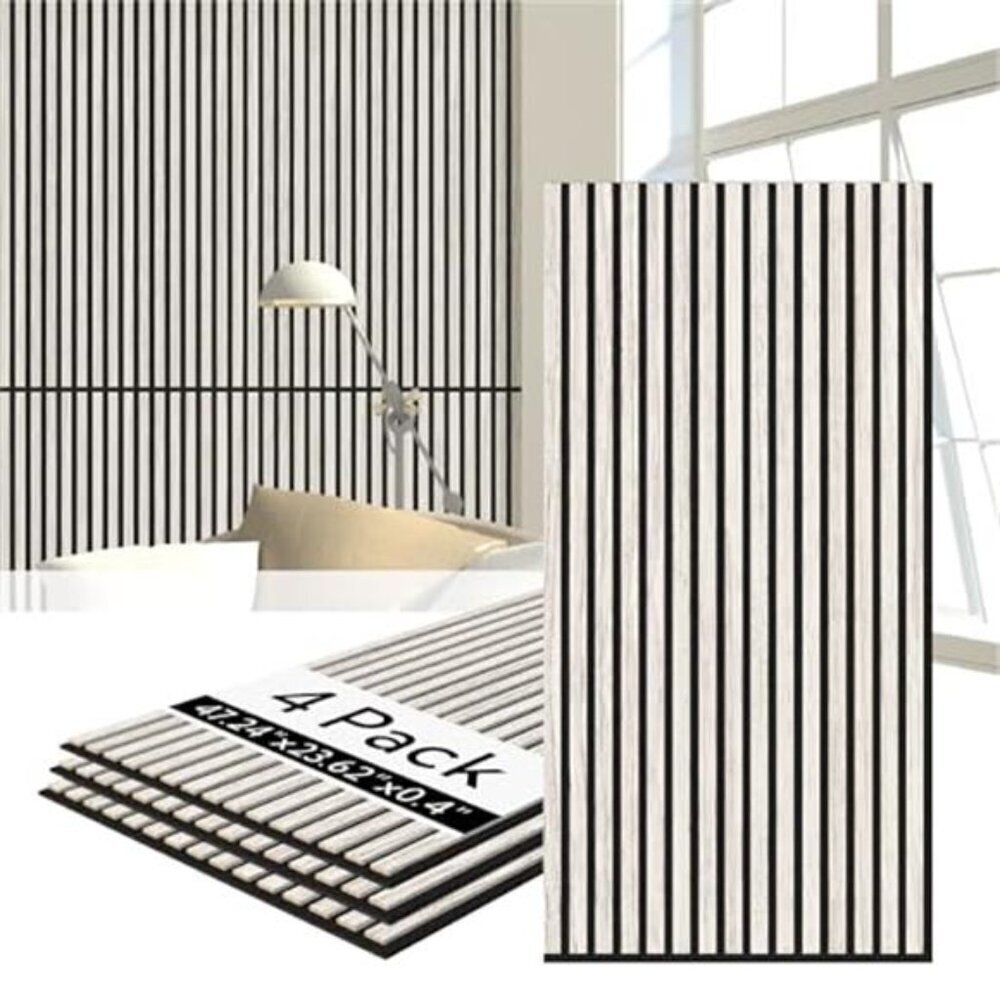 Acoustic Wall Panels 4 Pack Wood Slat 47x24 inch